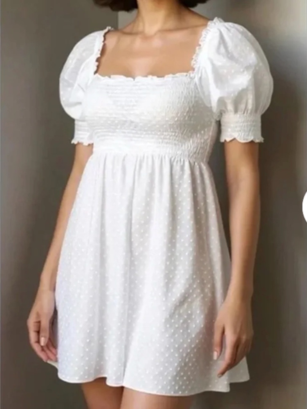 Hill House Athena Nap Dress White Babydoll Swiss Dot M Semi Sheer